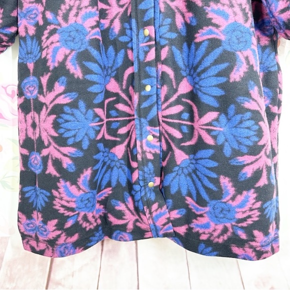 Free People This Love Black and Pink Floral Sherpa lined Coat - Picture 8 of 16